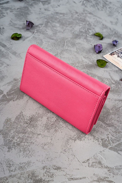 Spacious interior of the Galanter women's floral wallet featuring multiple compartments for bills, credit cards, and a zip pocket.