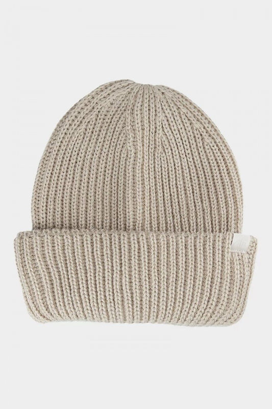 Men's luxury 4F beanie showcasing a stylish turn-up cuff design, made from 50% acrylic and 50% polyester, ideal for keeping warm on chilly days.