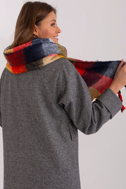 Sumptuous 200 cm colourful plaid scarf with tassels from AT, enhancing any winter wardrobe with its elegance and style.
