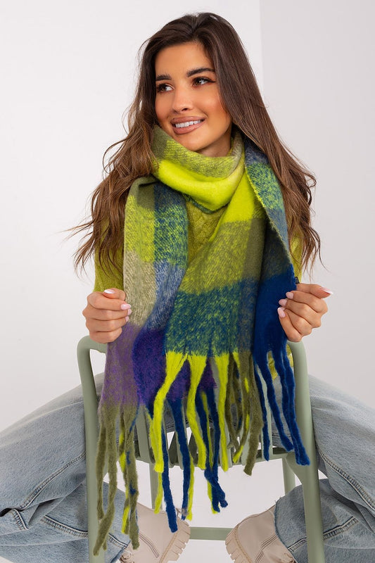 Elegant 180 cm polyester wrap scarf by AT, showcasing vibrant colours and chic design, ideal for stylish layering.