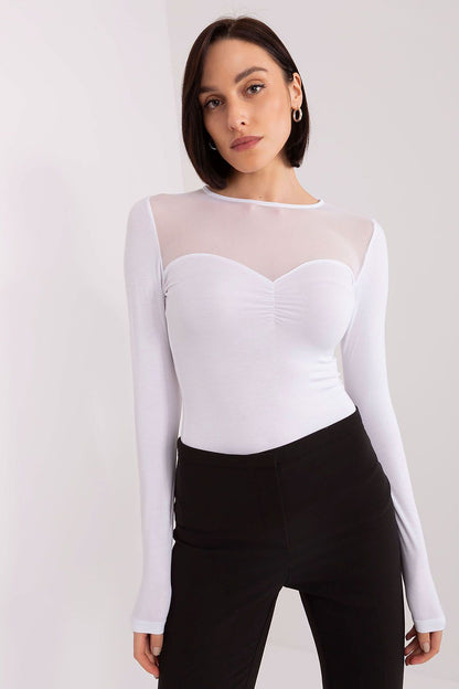 Elegant luxury cotton long sleeve blouse by BFG featuring unique ribbed fabric and stylish neckline, perfect for sophisticated women.