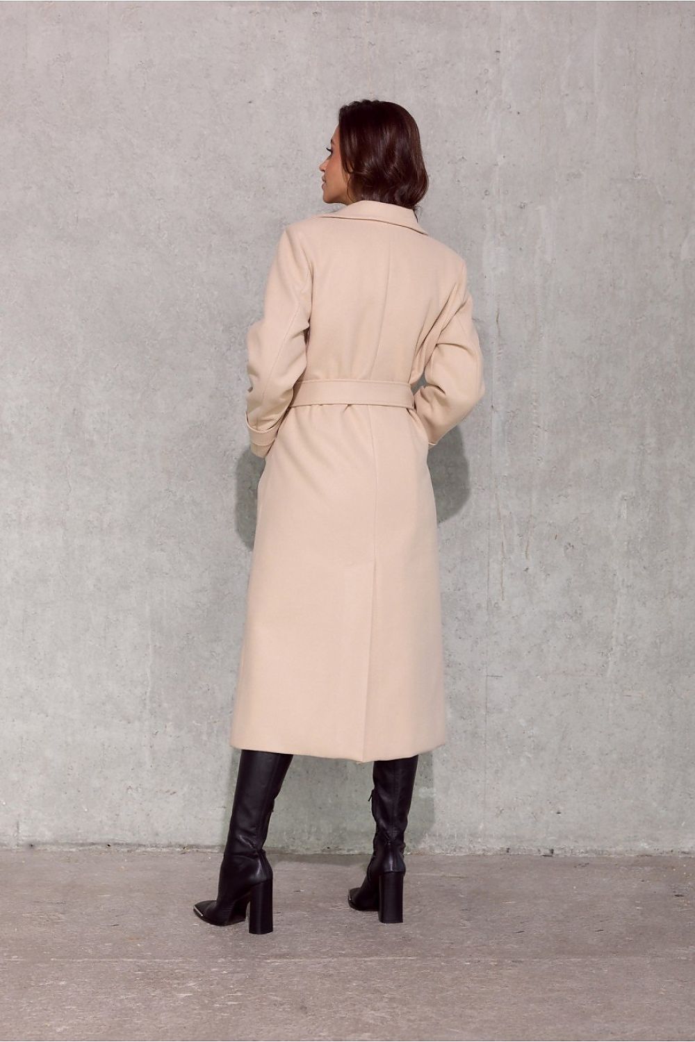 Chic Vivienne Midi Insulated Coat by Roco Fashion featuring a stylish slit at the back for added comfort and elegance.