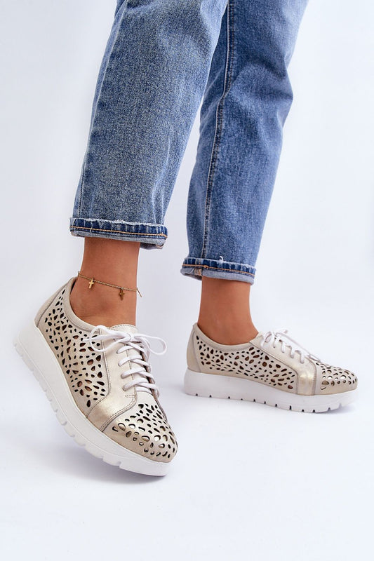 Elegant women's half shoes made from natural leather with a chic openwork upper design by Step in Style.