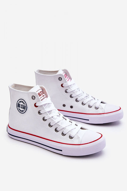 Elegant BIG STAR Women's High-Top Sneakers showcasing a chic design, complete with a soft fabric insole and non-slip sole, perfect for fashionable outings.