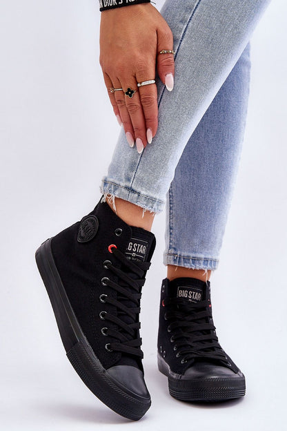 Elegant BIG STAR Women's high-top sneakers featuring a decorative logo and crafted with a soft insole and non-slip sole for comfort and style by Step in Style.