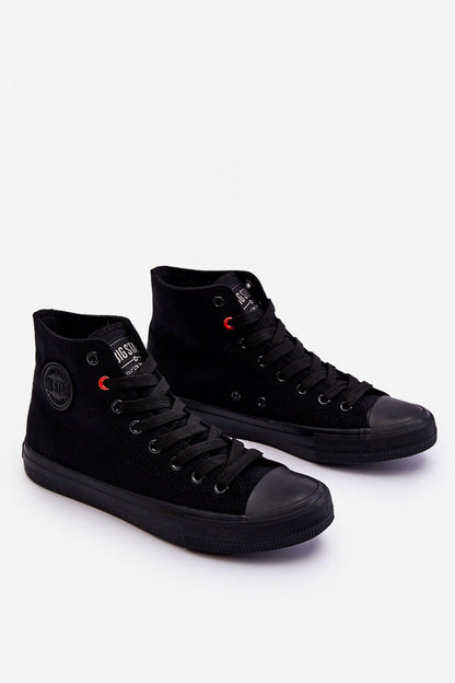 Chic BIG STAR Women's high-top sneakers showcasing a decorative rubber brand logo, designed with a soft fabric insole and secure non-slip sole, perfect for a luxurious look by Step in Style.