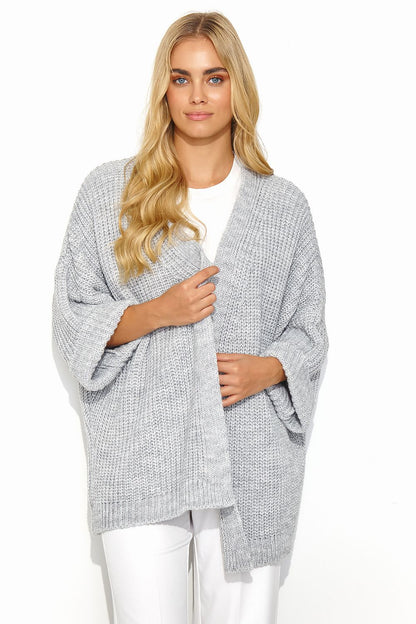Makadamia buttonless cardigan featuring wide sleeves, an elegant knitwear piece for women, embodying luxurious casual style