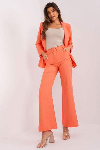 Elegant Women's Flared Trousers by Italy Moda, featuring a high-rise waist, made from premium polyester for a sophisticated look.