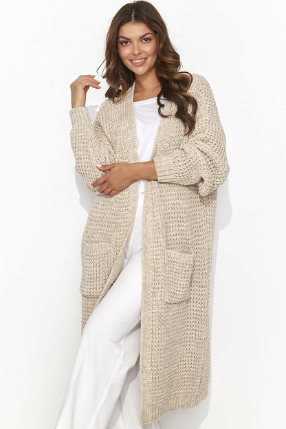 Luxury women's open cardigan sweater by Numinou in a sophisticated design with pockets, perfect for elegant year-round styling.