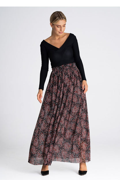 Elegant long mesh skirt with crinkled waist from Figl, perfect for stylish occasions.