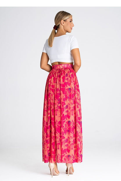 Figl's elegant long mesh skirt with a unique crinkled waist, ideal for formal events.