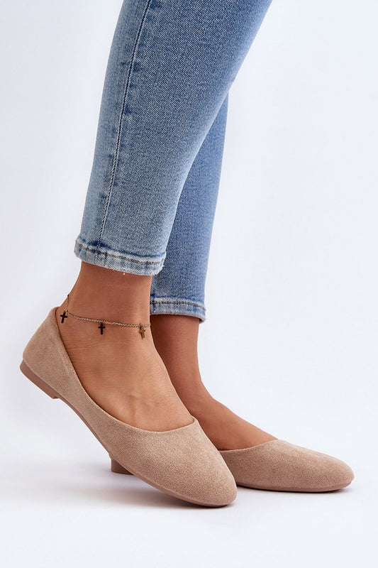 Elegant eco-suede ballet flats from Step in Style, featuring a soft leather insole for ultimate comfort and refined fashion. Perfect for any occasion.
