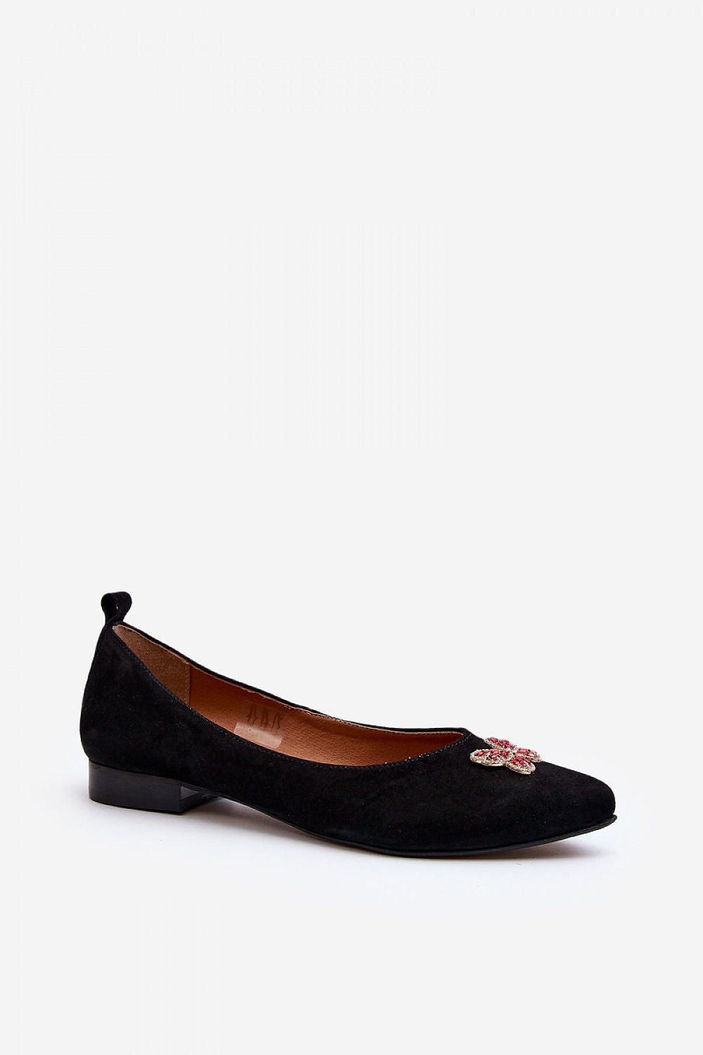 Almond-shaped toes of Step in Style's graceful suede ballet flats create a flattering silhouette.