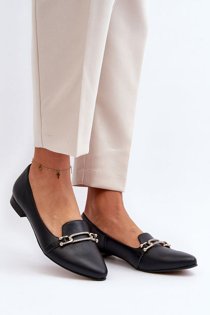 Elegant almond-toe ballet flats in natural leather by Step in Style, showcasing a chic design and soft insole for all-day comfort.