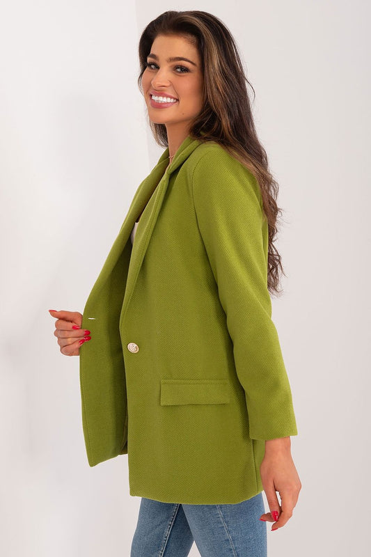 Elegant women's polyester blazer by Italy Moda, showcasing a classic single-breasted design, perfect for formal and business occasions.