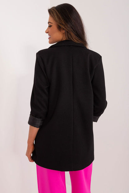 Chic Polyester Blazer for Women by Italy Moda, capturing the modern single-breasted cut and sophisticated aesthetic.