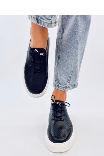 Women's eco leather openwork sneakers by Inello, designed with a punched texture and high sole, perfect for casual elegance and comfort on walks.