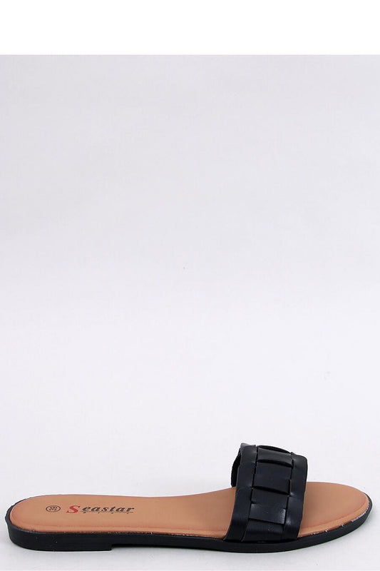 Elegant black women's flip-flops from Inello featuring braided straps, showcasing a luxurious and eco-friendly leather design, perfect for summer styling.