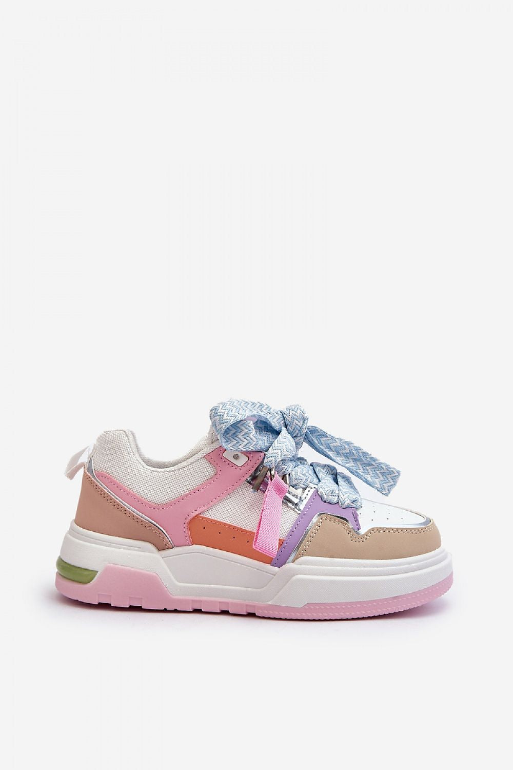 Elegant women's eco-leather ankle sneakers by Step in Style, featuring a trendy thick rubber platform, classic laces, and a stylish mix of pastel colours, perfect for spring fashion.