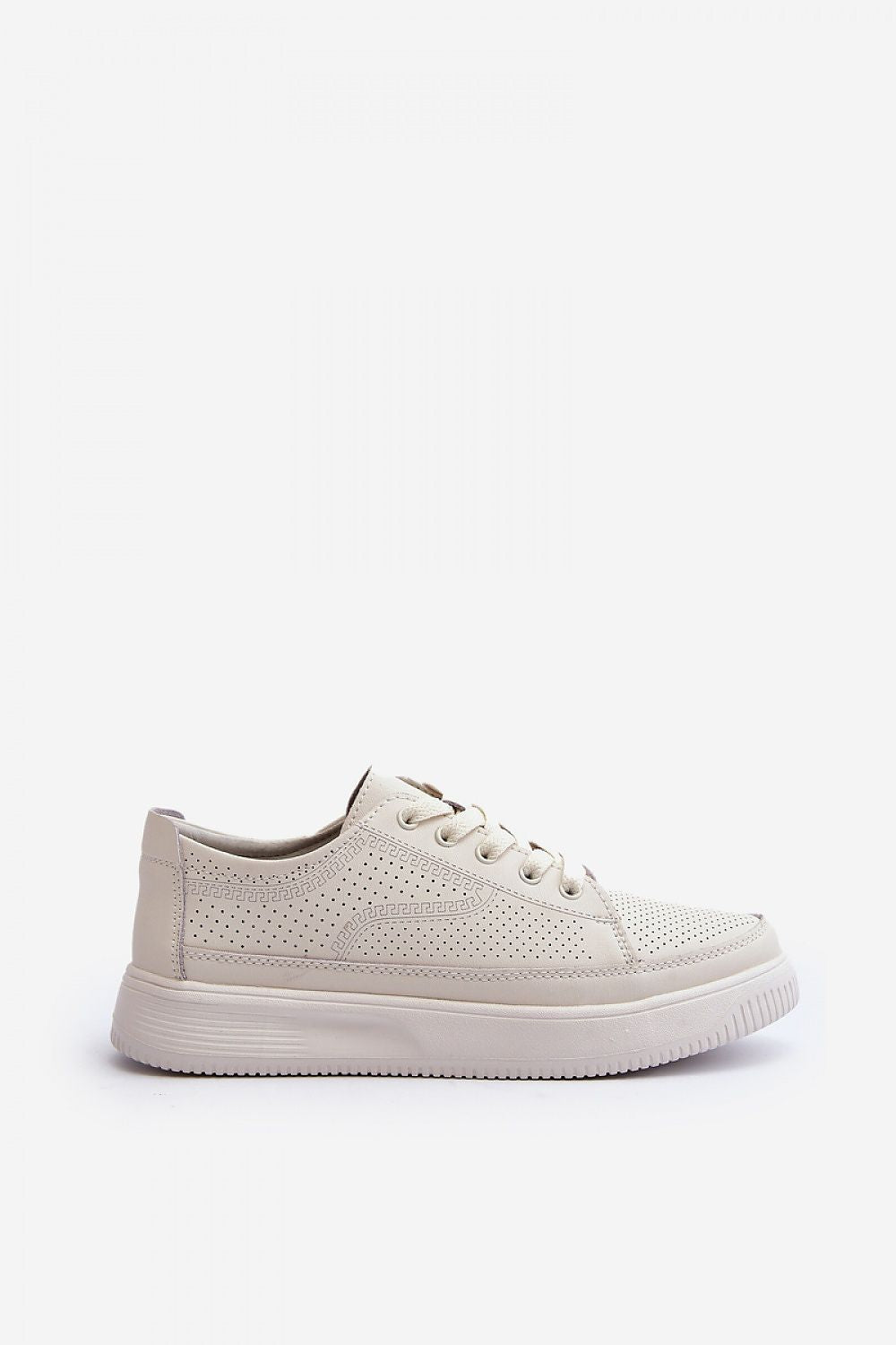 Sophisticated profile view of women's natural leather sports shoes from Step in Style, showcasing the sleek design and elevated platform for fashionable comfort.