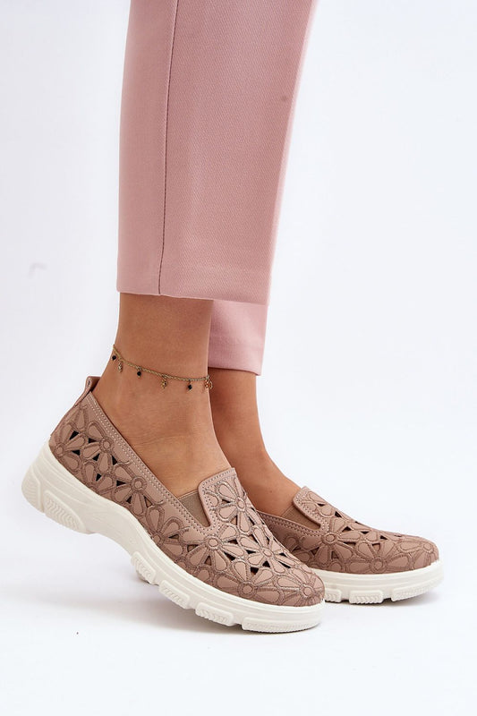 Elegant women's half shoes by Step in Style featuring luxurious eco leather with floral openwork design. Slip-on comfort ideal for spring fashion.