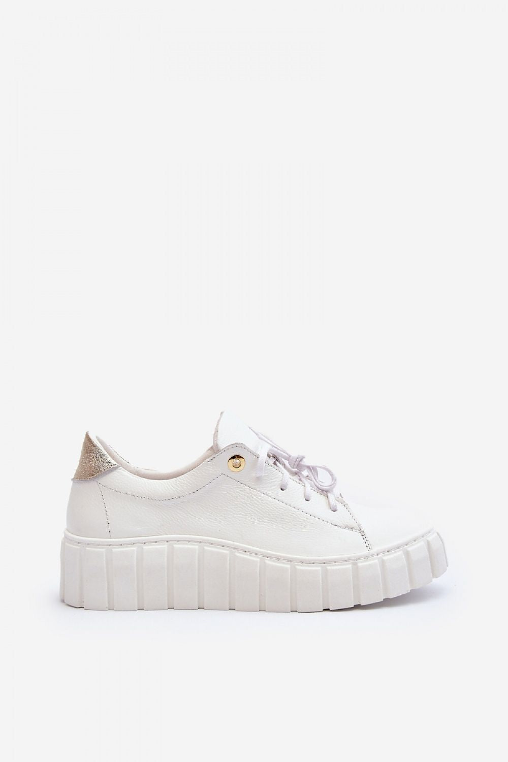 Sophisticated side view of luxury women's half shoes made from natural leather by Step in style, featuring a thick rubber platform and refined design for modern elegance.