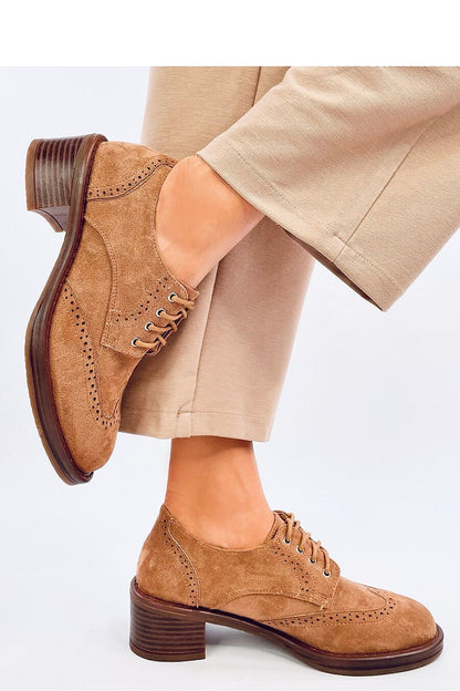 Luxurious women's lace-up moccasins by Inello, crafted from ecological suede with a refined design and a comfortable 5cm heel for everyday elegance.