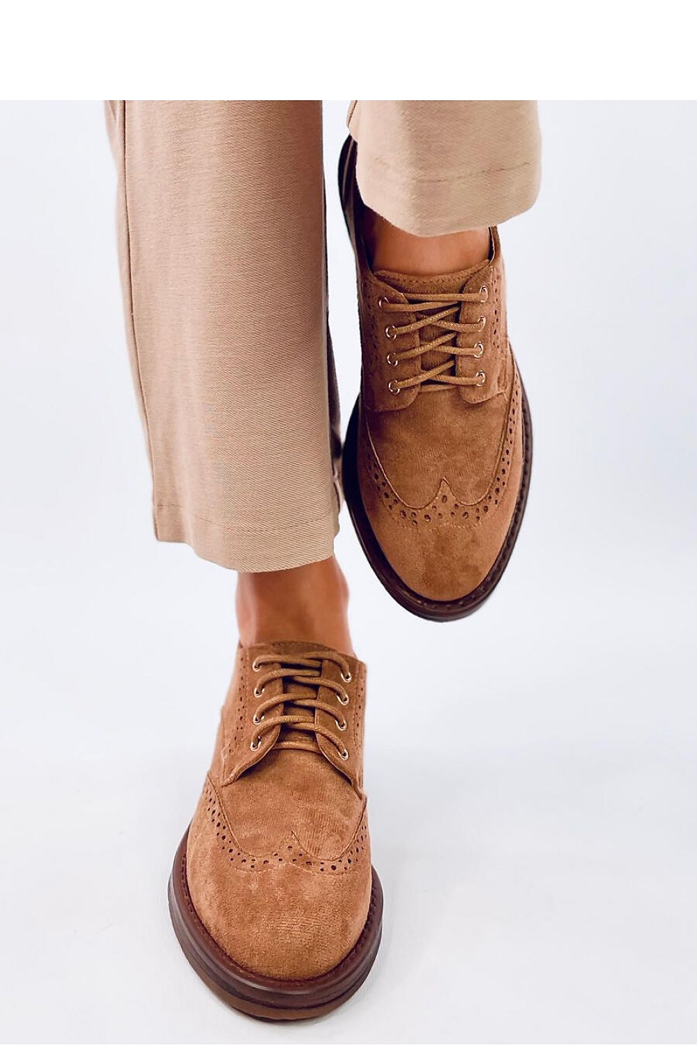 Luxurious women's lace-up moccasin shoes by Inello, crafted from ecological suede and featuring a comfortable 5cm heel.