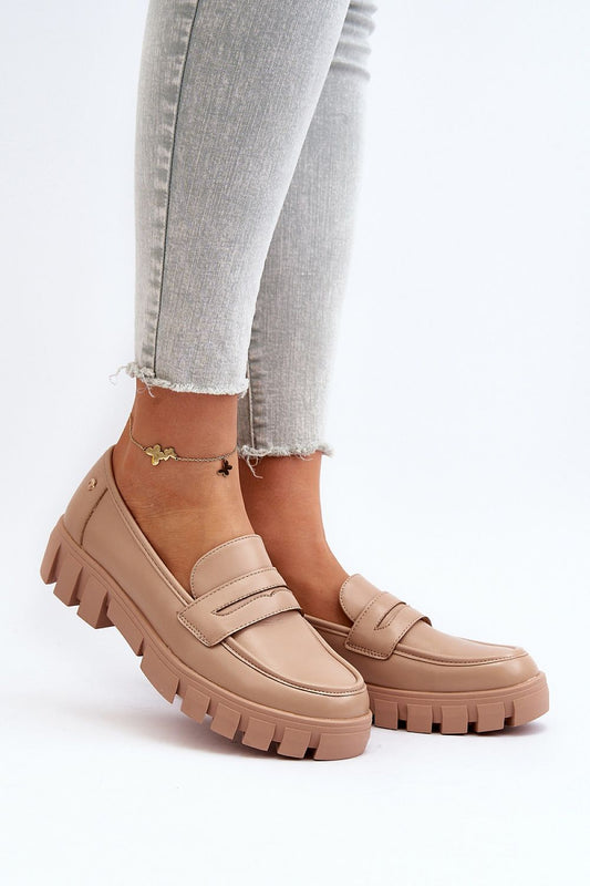 Elegant luxury women's moccasins in eco leather, featuring a stylish strap and a chunky sole, designed by Step in style, perfect for versatile fashion looks.