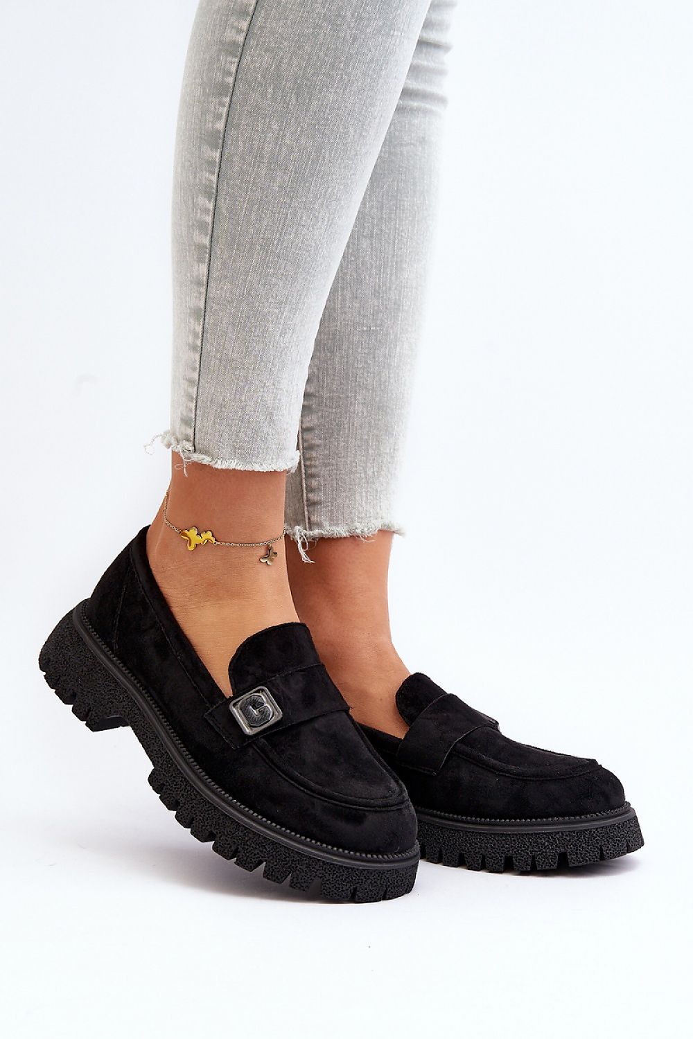 Elegant Eco-Suede Moccasins by Step in Style featuring a massive flat heel and stylish strap, perfect for enhancing spring fashion.