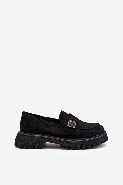Luxurious Step in Style eco-suede moccasins with a flat heel, ideal for versatile spring styling, demonstrating chic comfort and elegance.