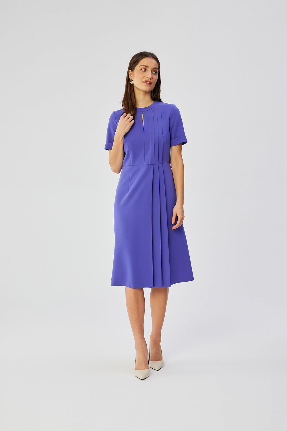 Stylove elegant A-Line cocktail dress with teardrop neckline, showcasing exquisite craftsmanship and decorative pleats, perfect for sophisticated occasions.