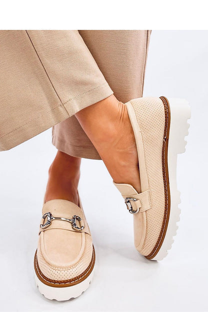 Elegant Inello women's moccasins with high sole in eco leather and suede, showcasing a graceful cut and stylish design, perfect for comfort and elegance.