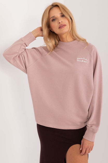 Sublevel's women's cotton sweatshirt, perfect for everyday wear with elegant embroidery and a comfortable fit.