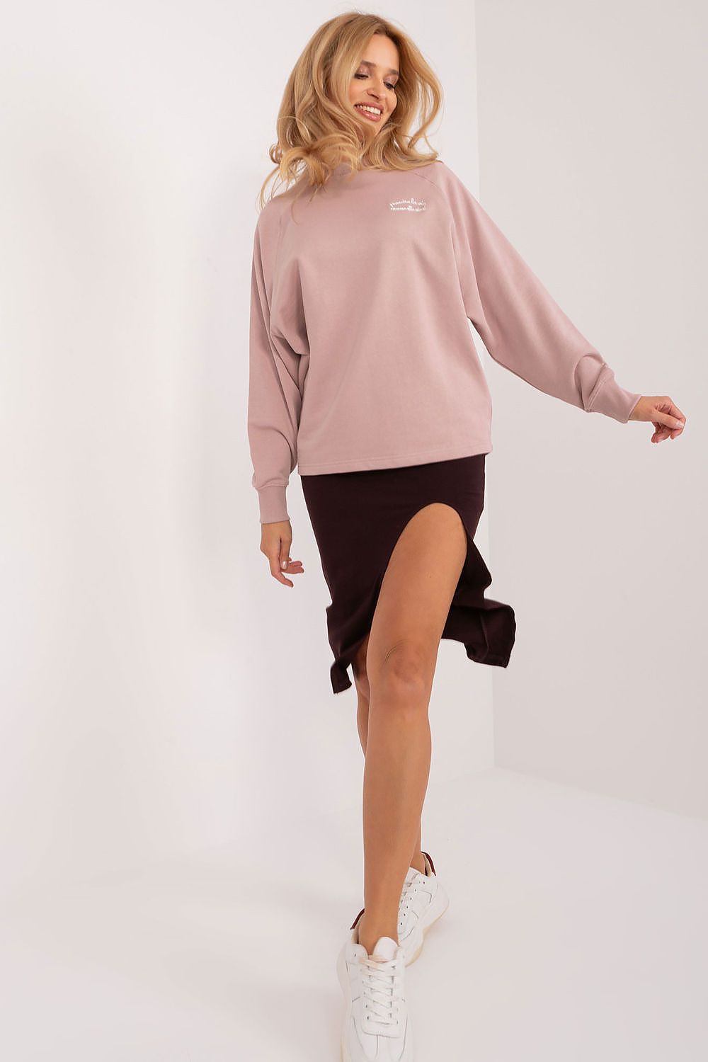Chic eco-friendly sweatshirt by Sublevel, showcasing high-quality cotton and a sophisticated round neckline.