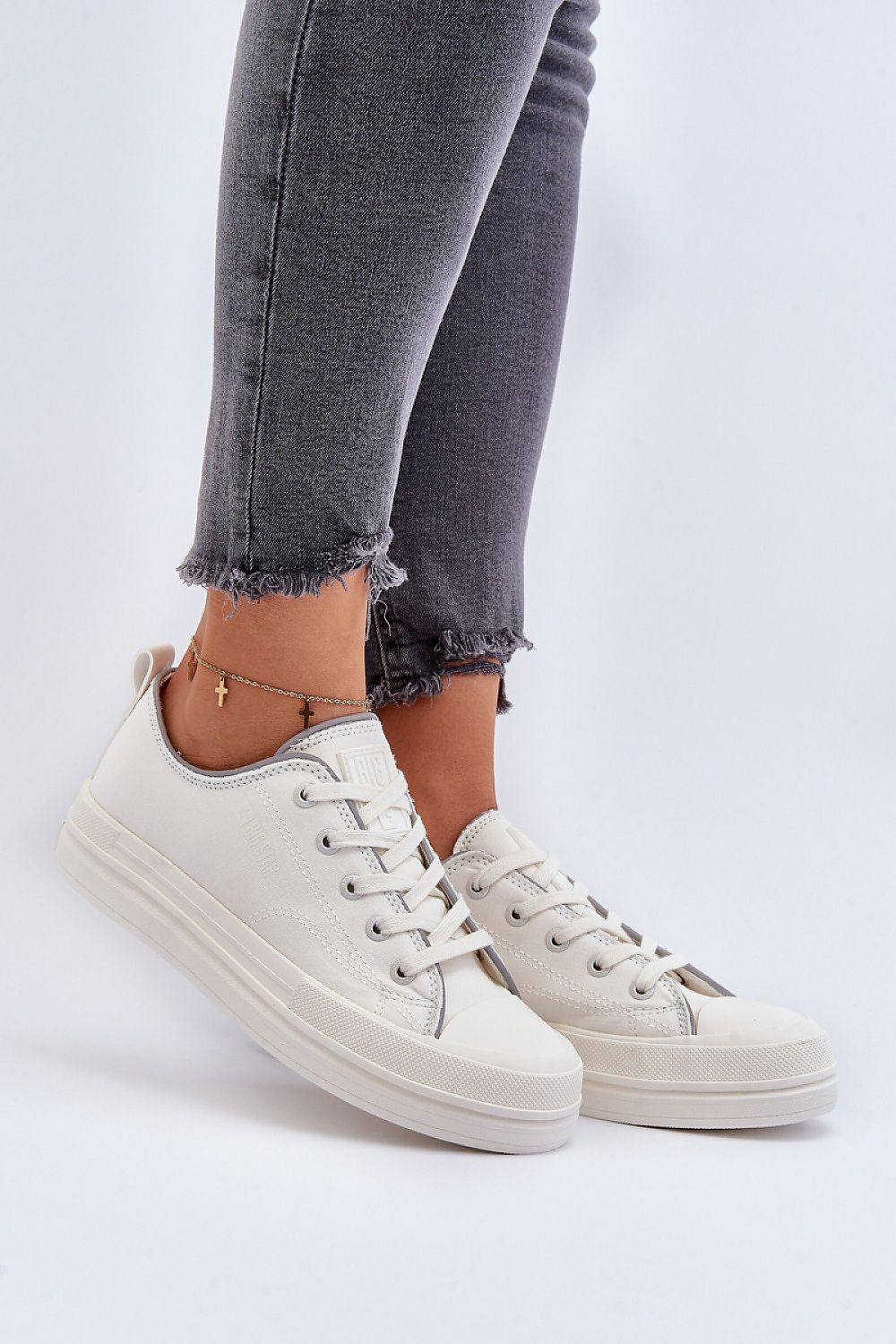 Luxurious BIG STAR Women's Platform Sneakers in stylish textile material, featuring classic lacing and a comfortable fabric insole, perfect for spring-summer fashion.