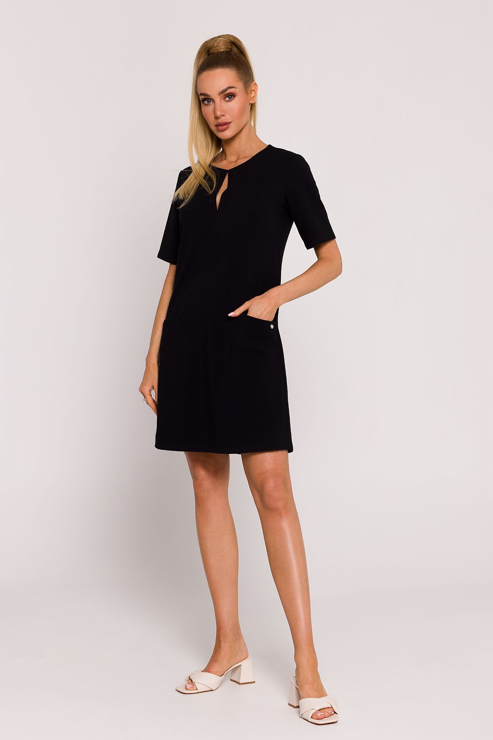 Stylish flat lay of Moe A-Line Knit Dress with Pockets, crafted from a premium cotton blend, ideal for modern, sophisticated wardrobes.