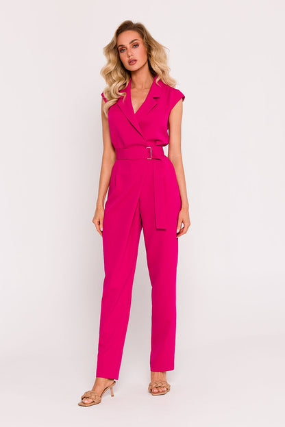 Back view of the Moe jumpsuit revealing elastic waist for a perfect fit, paired with practical side pockets.