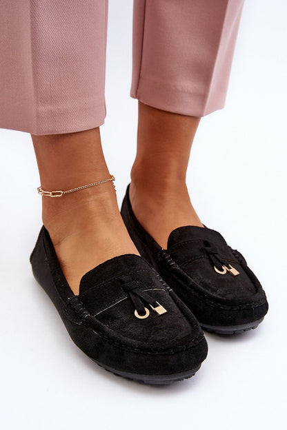Step in Style's eco suede moccasins showcasing a refined rounded nose, combining comfort with contemporary elegance for summer fashion.