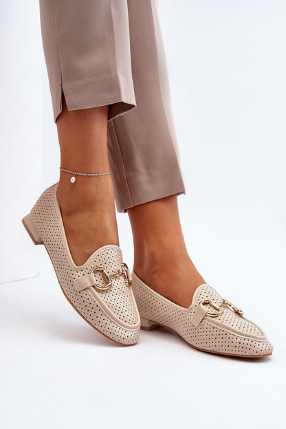Elegant Eco Leather Moccasin Slip-Ons with Unique Front Ornament by Step in Style, showcasing luxurious design and comfortable insole.