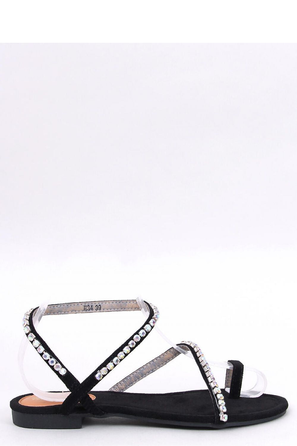 Luxurious Inello women's suede flip flop sandals featuring glittering stone straps for an elegant summer look.