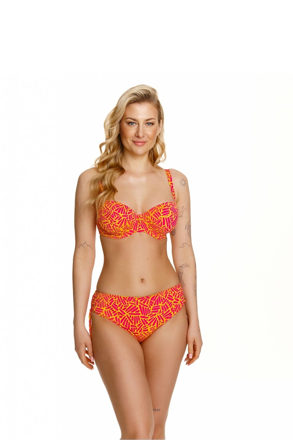 Luxurious Lupo Line Swimming Bra with underwire support in vibrant yellow and orange colours, designed for stylish support and comfort.