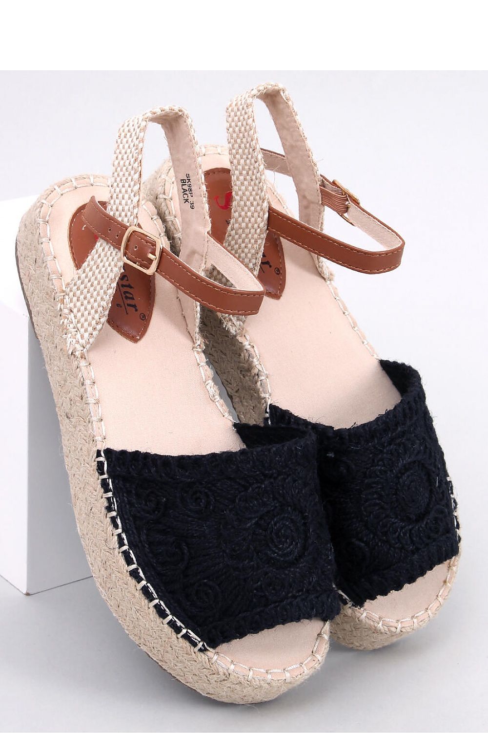 Elegant women's open toe espadrille sandals by Inello with ankle closure and high sole, featuring a chic boho style, perfect for summer fashion.