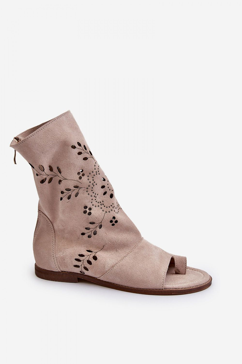 Versatile flat-heeled suede sandals with a stylish zippered design by Step in Style, perfect for adding sophistication to any ensemble.