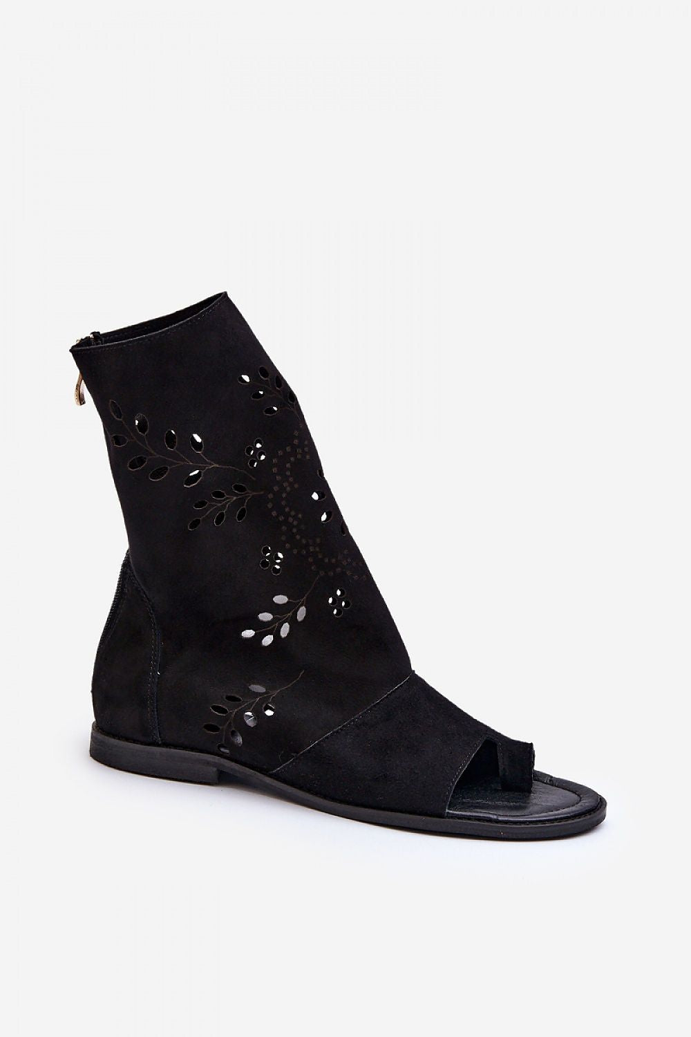 Chic and comfortable flat-heeled sandals by Step in Style, crafted from high-quality natural suede with zippered embellishment for an elegant touch.