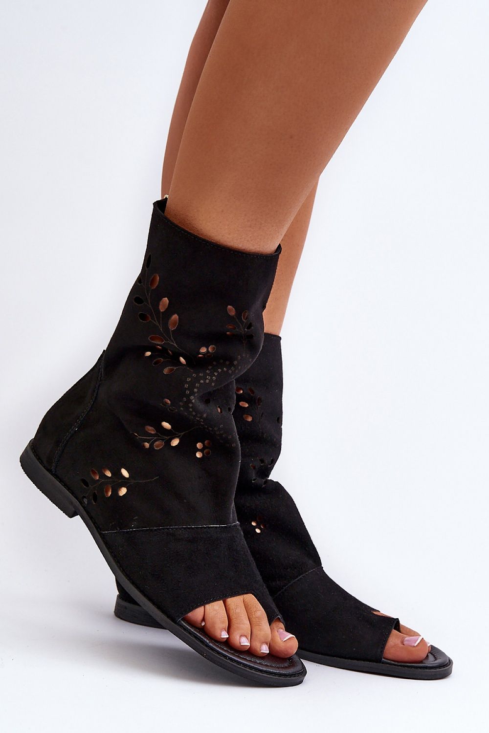 Luxury openwork suede sandals by Step in Style, designed for versatility and comfort, making them a perfect choice for any occasion.