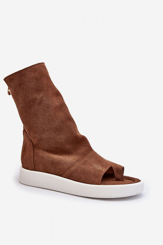 Luxury ankle strap sandals for women in natural suede leather by Step in Style, perfect for summer fashion with comfort and style.