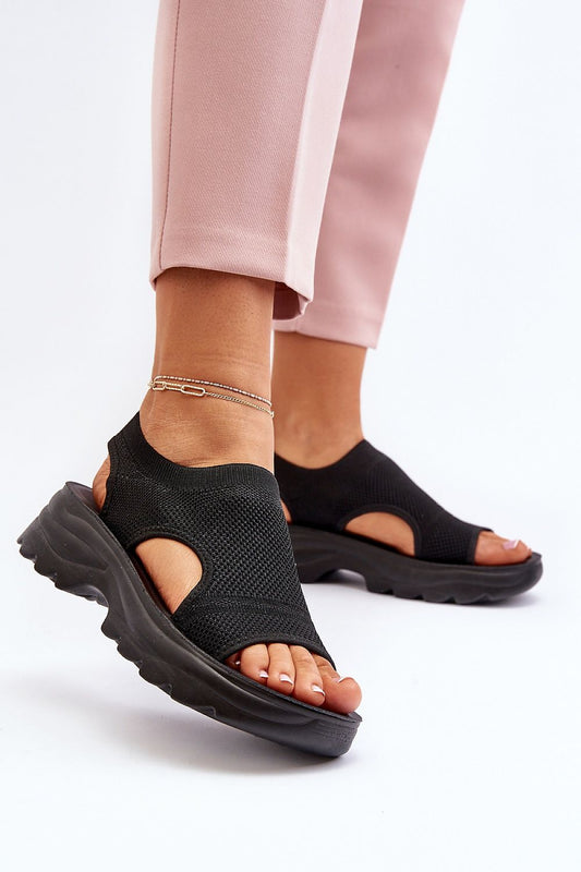 Elegant sporty women's sandals with a rubber sole showcased in black, designed for summer activities, featuring a comfortable mesh upper, from vendor Step in Style.