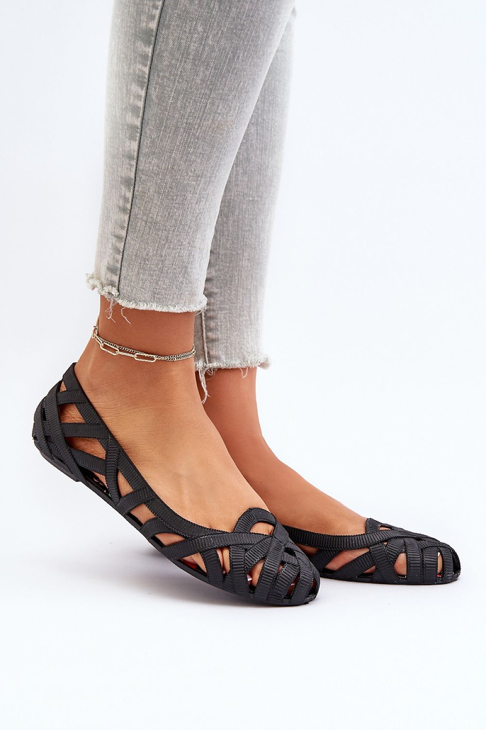 Chic and comfortable rubber ballerina flats for women by Step in Style, featuring a decorative design and perfect for casual summer outings.