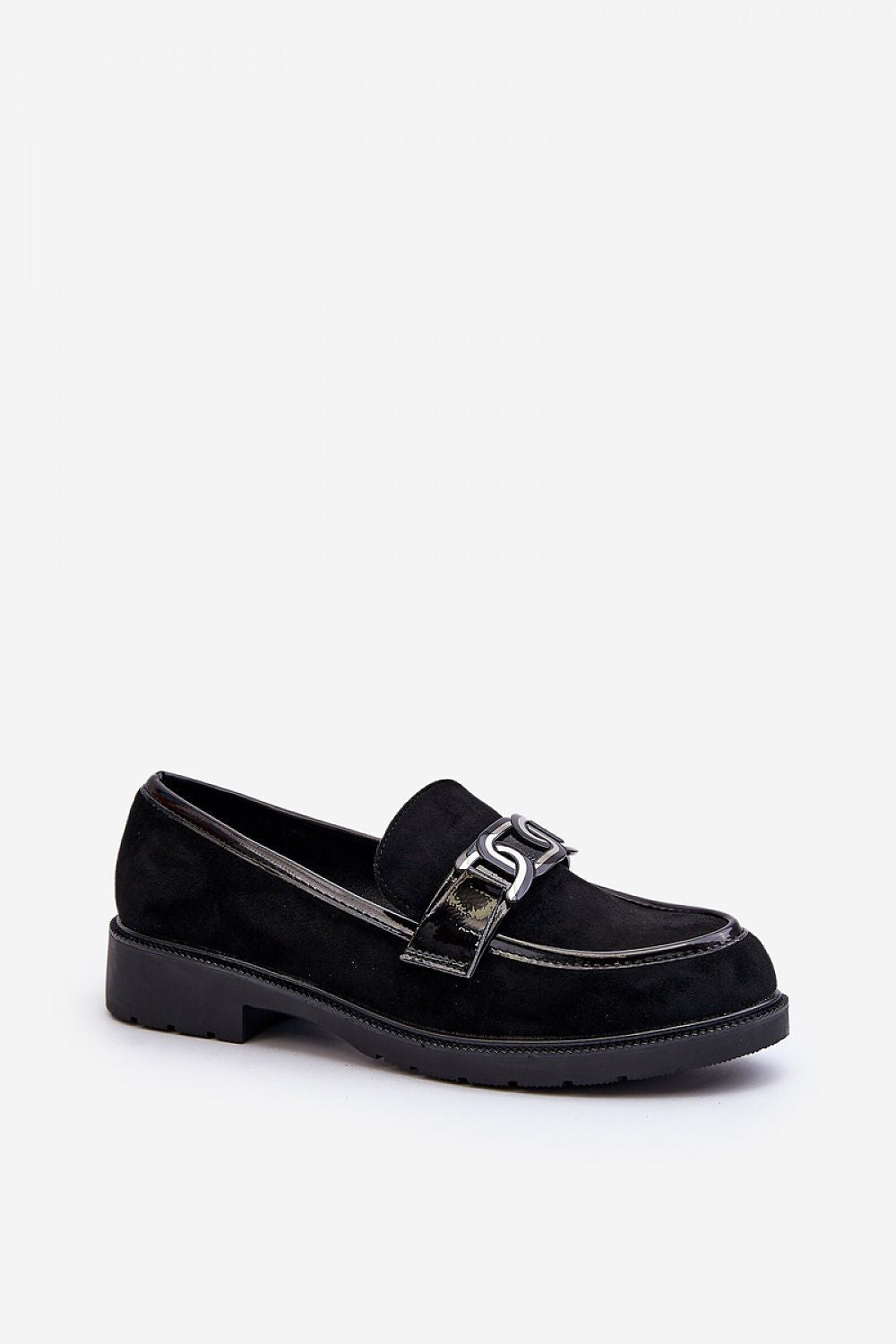 Close-up view of S.Barski's elegant women's moccasins showcasing intricate ornamental detailing, designed for a stylish and comfortable fit.